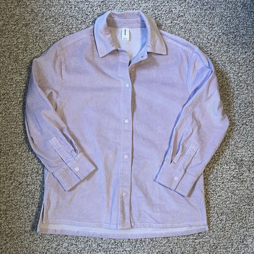 Abound Womens Corduroy Jacket Shacket Size S Oversized Lt Purple Snap Pockets
